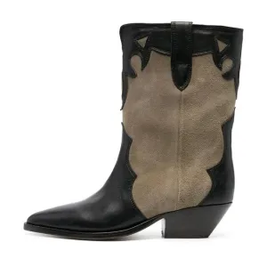 Women Leather Low-Heel Pointed Toe Cowboy Boots
