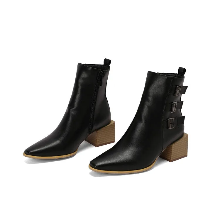 Women's Camouflage Pointed Toe Square Heel Ankle Boots