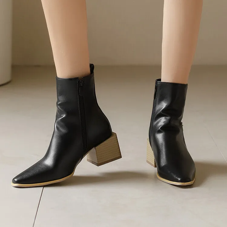 Women's Camouflage Pointed Toe Square Heel Ankle Boots