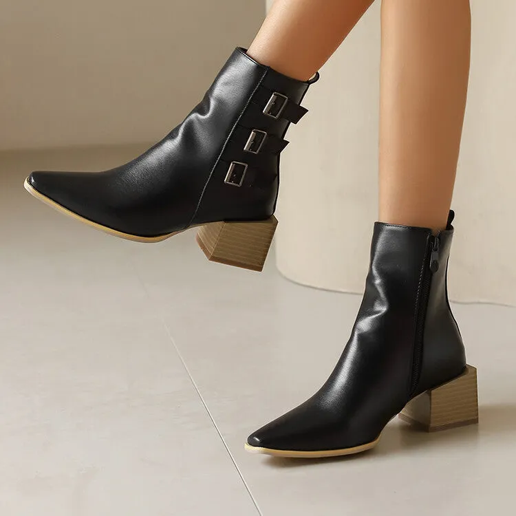 Women's Camouflage Pointed Toe Square Heel Ankle Boots