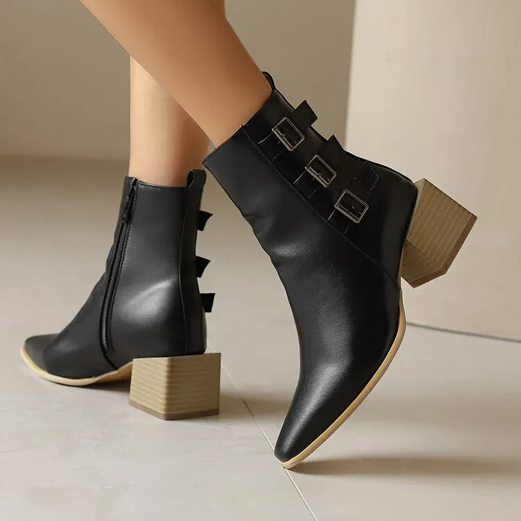 Women's Camouflage Pointed Toe Square Heel Ankle Boots