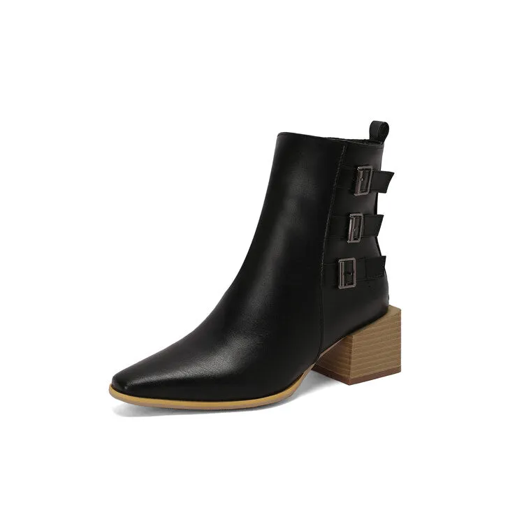 Women's Camouflage Pointed Toe Square Heel Ankle Boots