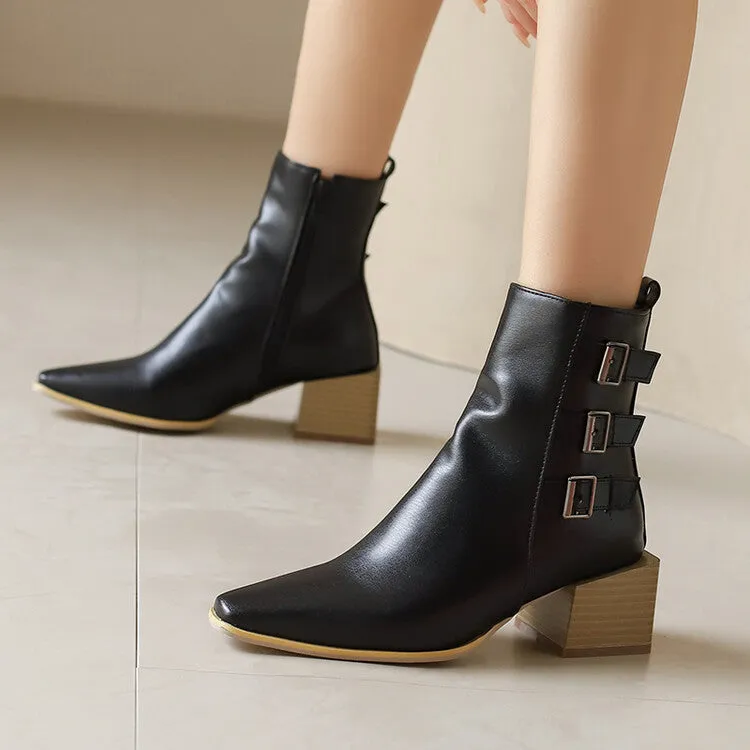Women's Camouflage Pointed Toe Square Heel Ankle Boots