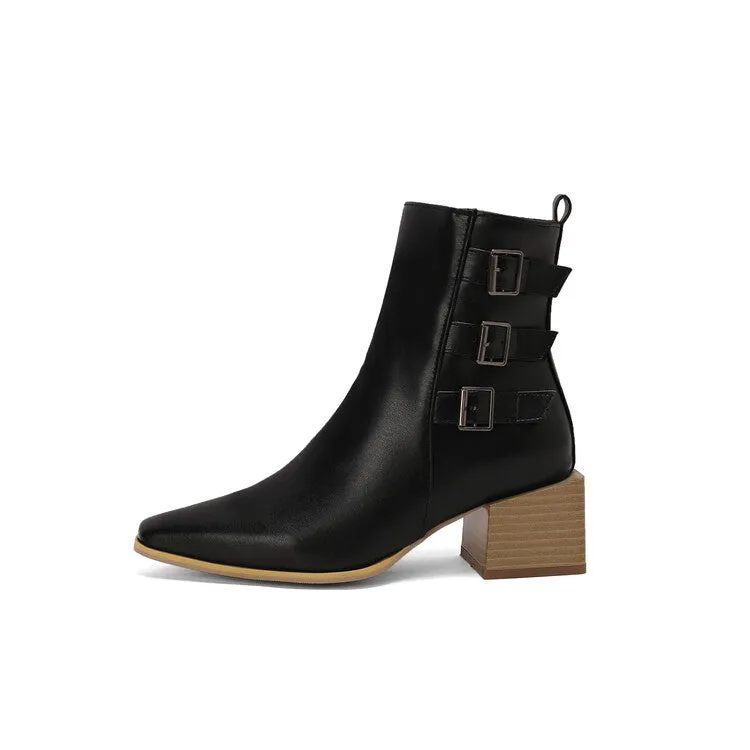 Women's Camouflage Pointed Toe Square Heel Ankle Boots