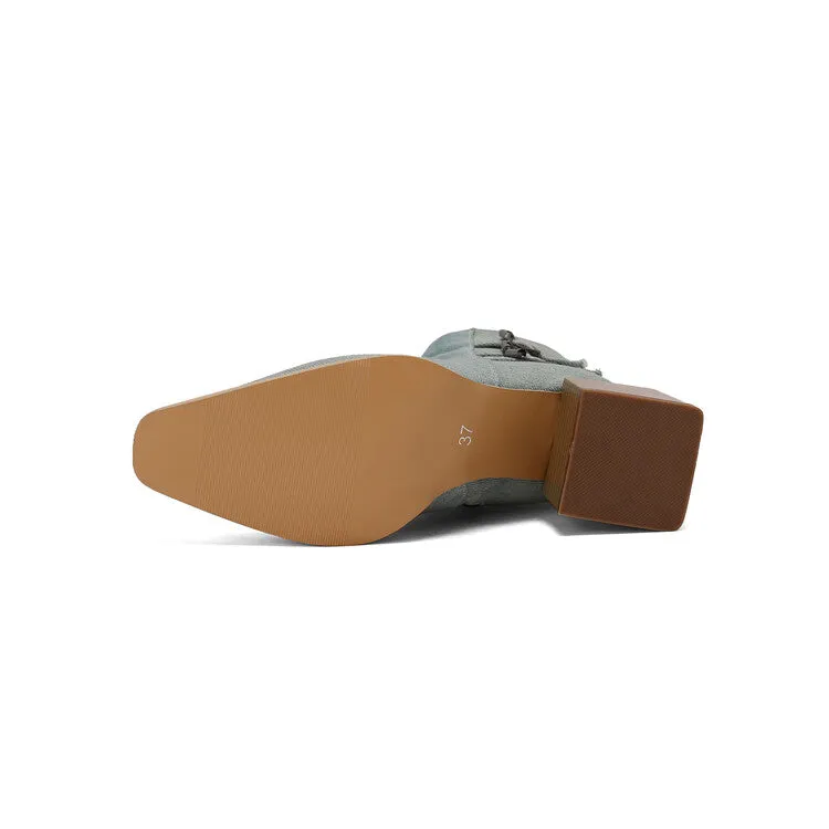 Women's Camouflage Pointed Toe Square Heel Ankle Boots