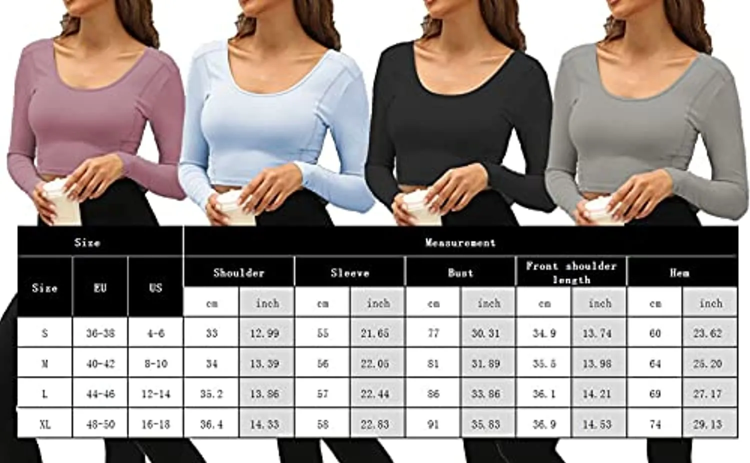 Women's Crop Tops Workout Long Sleeve Shirts 2 Pack Gym Dry Fit Athletic Yoga Cross Back Sport Compression Tops