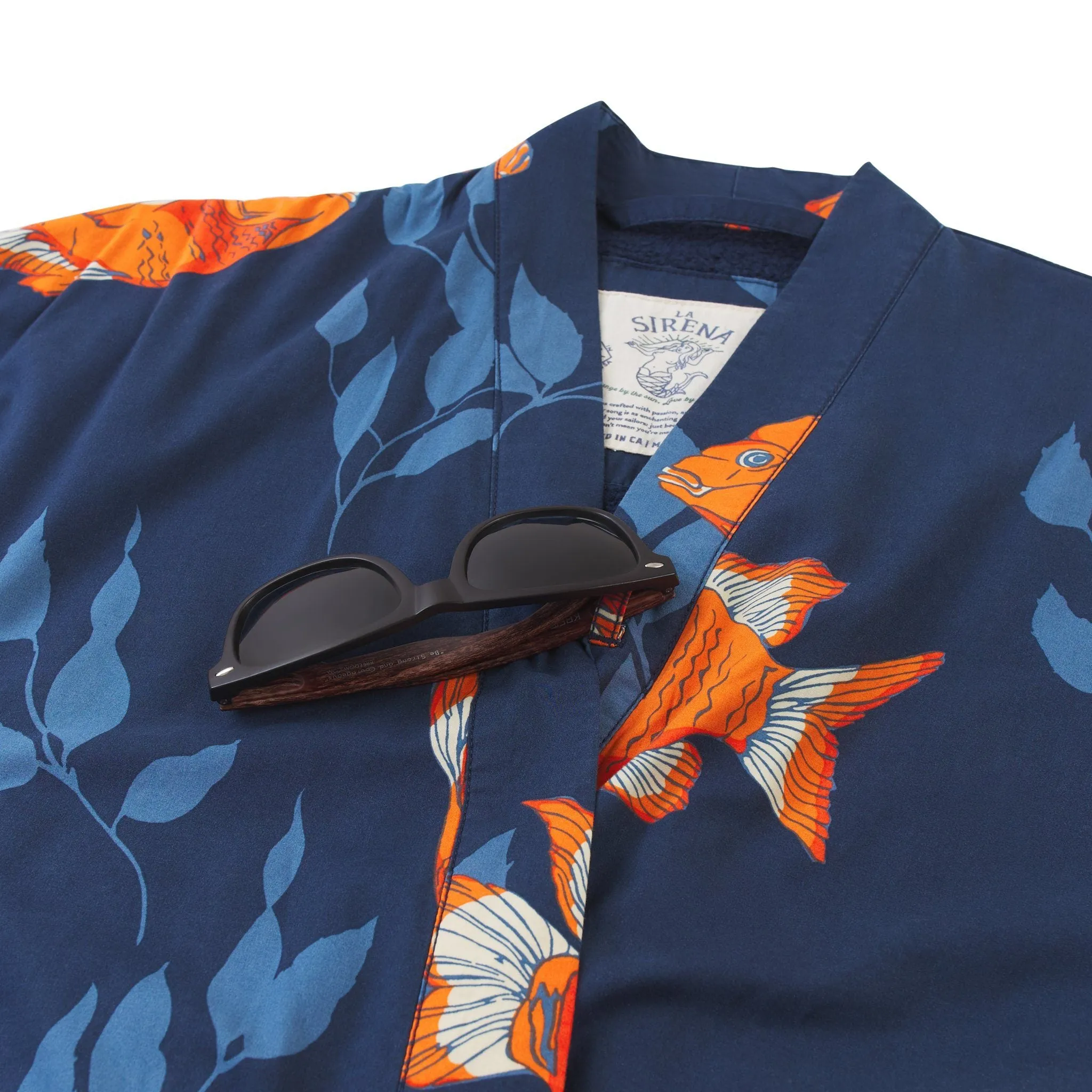Women’s La Sirena Robe - Garibaldi Fish, Farallon Navy