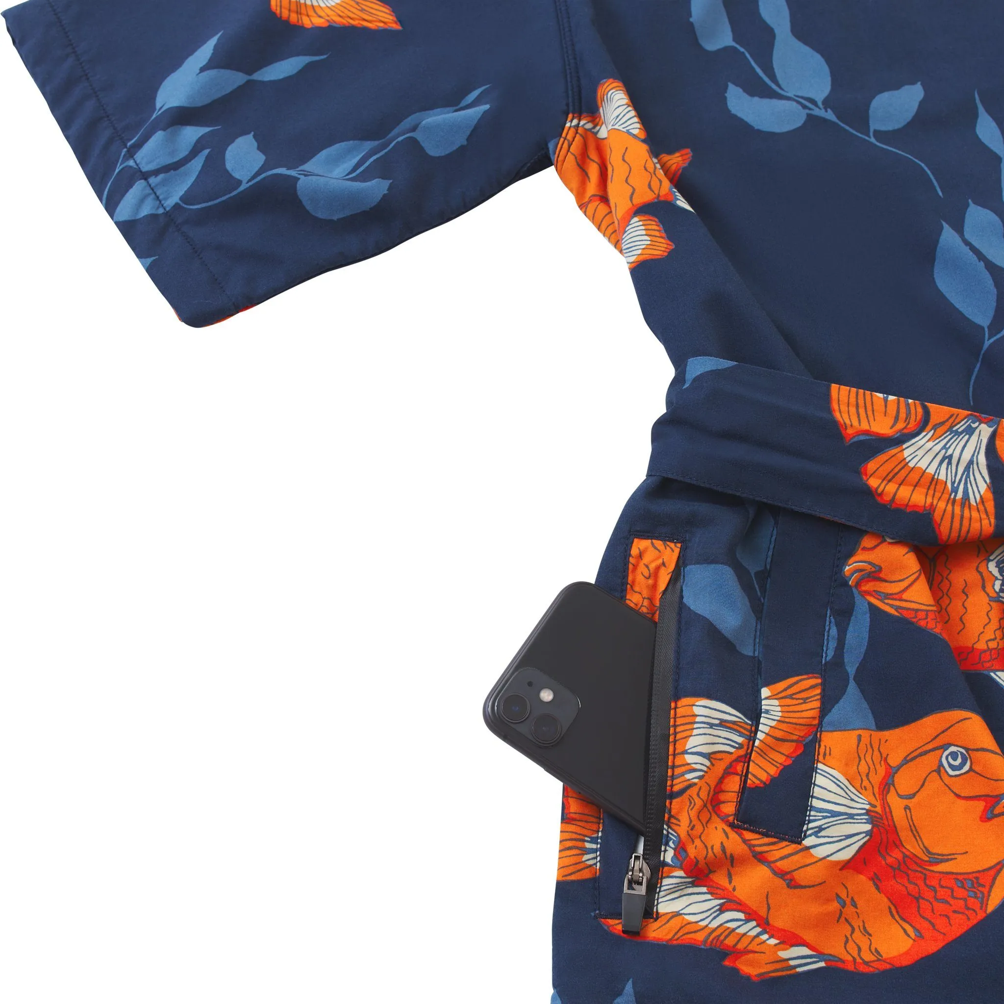 Women’s La Sirena Robe - Garibaldi Fish, Farallon Navy