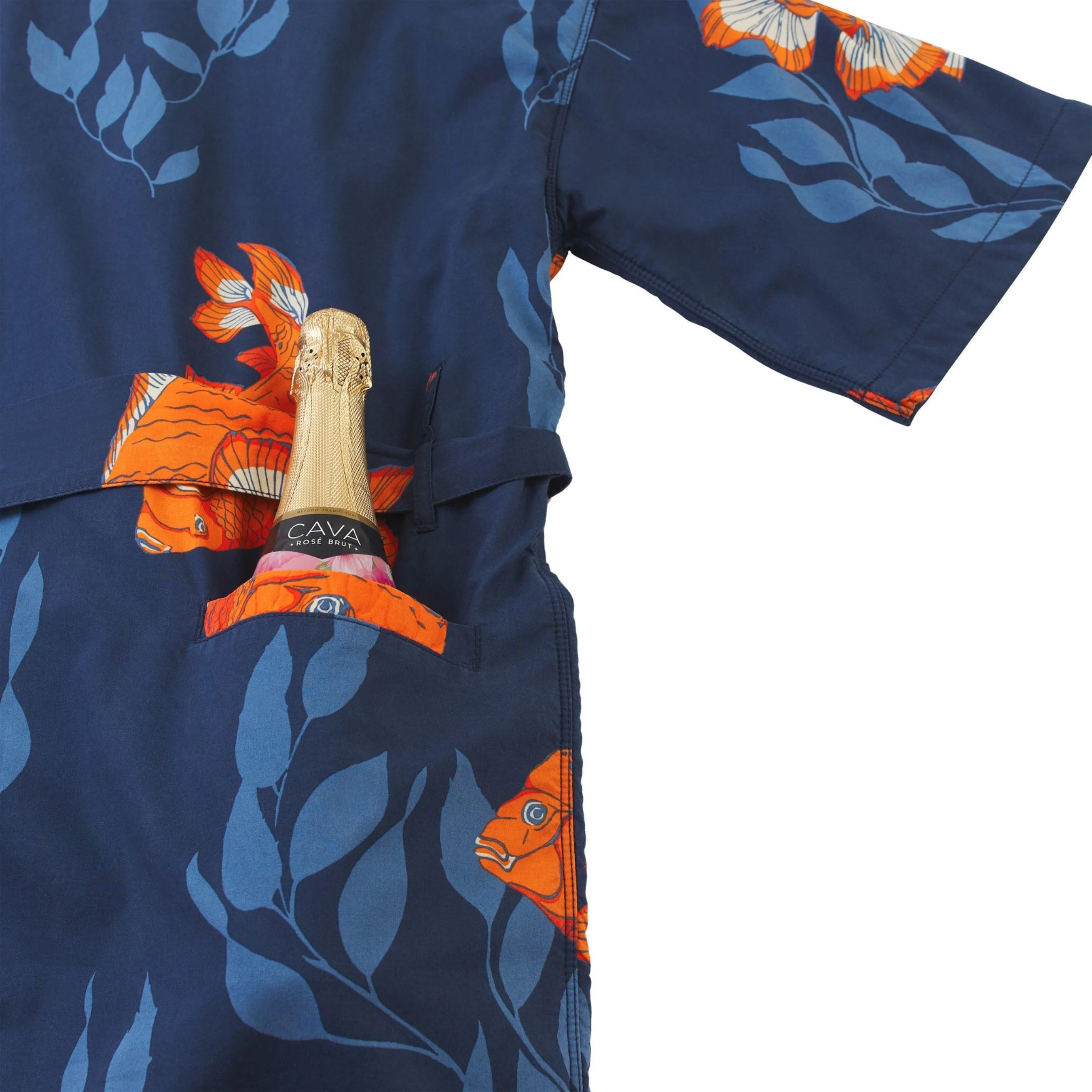 Women’s La Sirena Robe - Garibaldi Fish, Farallon Navy