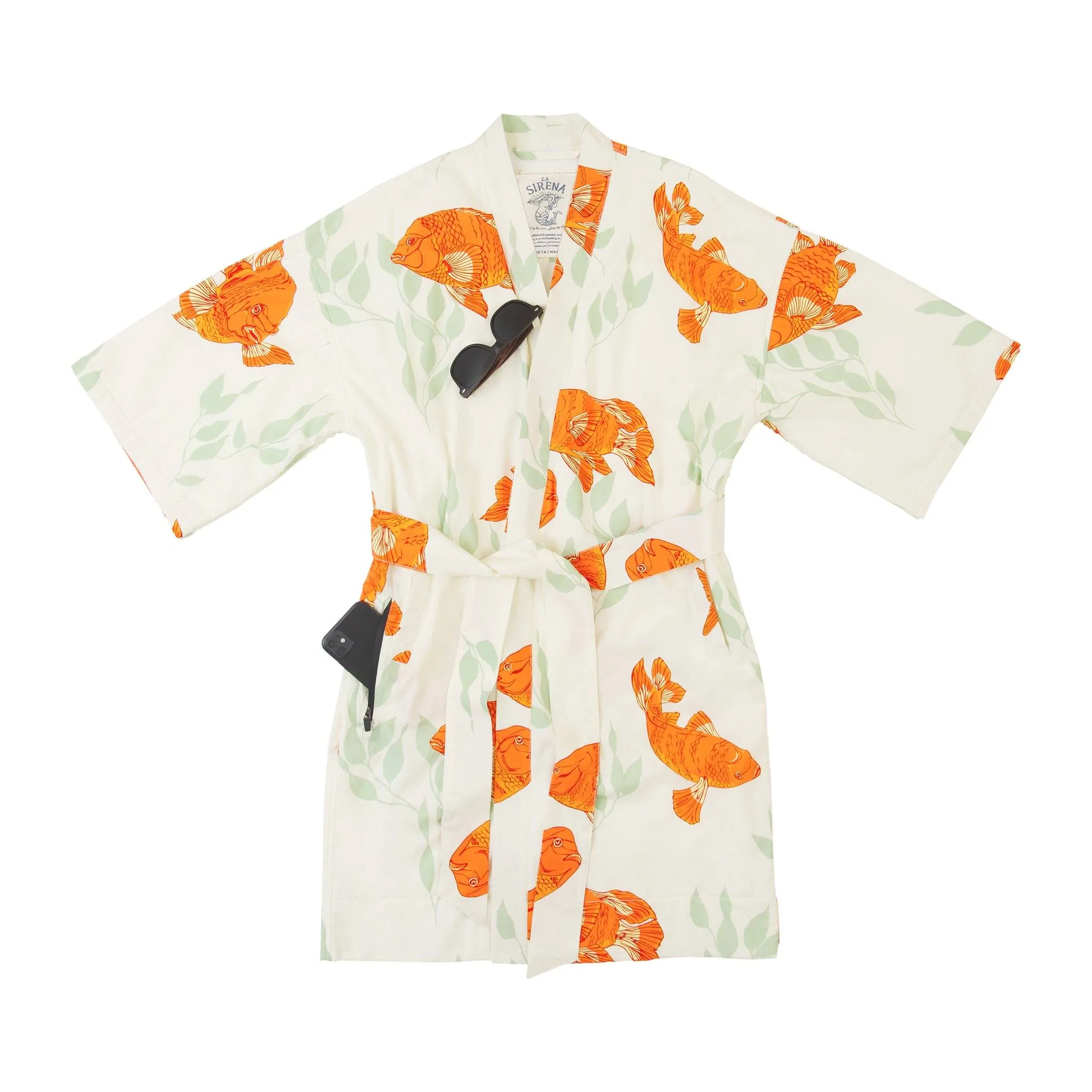 Women’s La Sirena Robe - Garibaldi Fish, White Sand