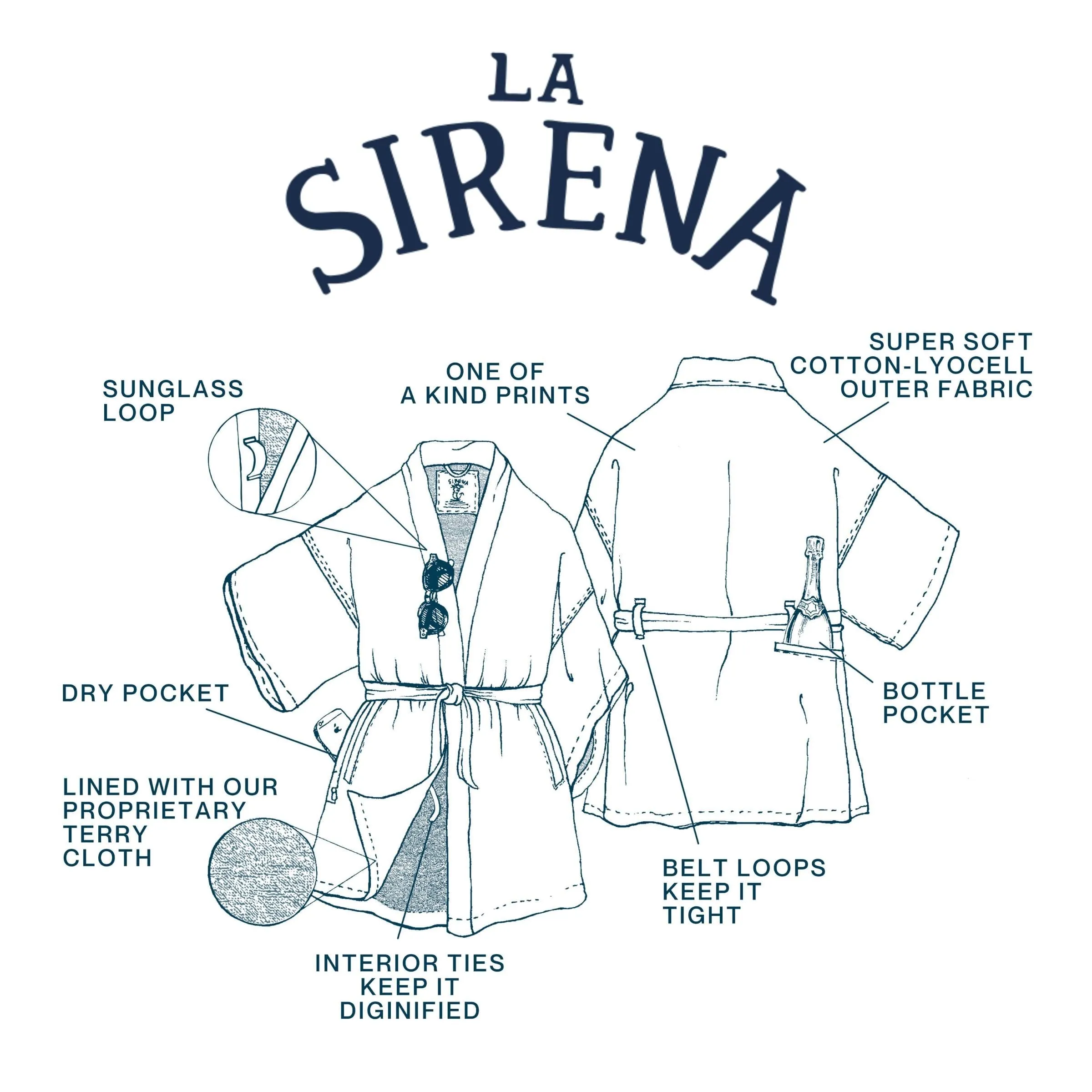 Women’s La Sirena Robe - Garibaldi Fish, White Sand