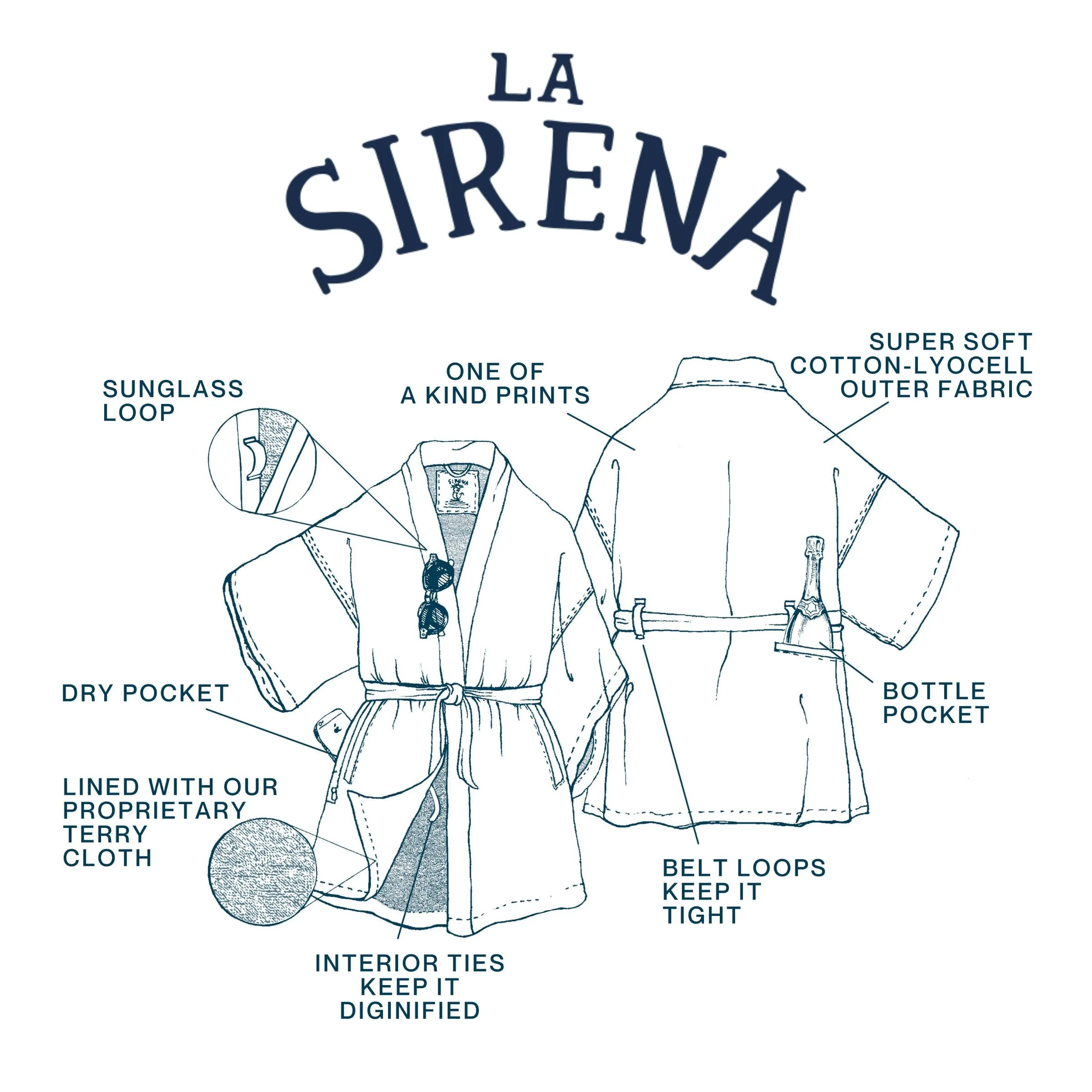 Women’s La Sirena Robe - Vintage Floral, White Sand