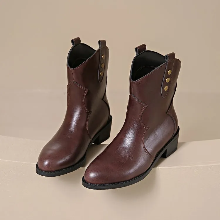 Women's Mid Heel Pointed Toe Platform Ankle Boots