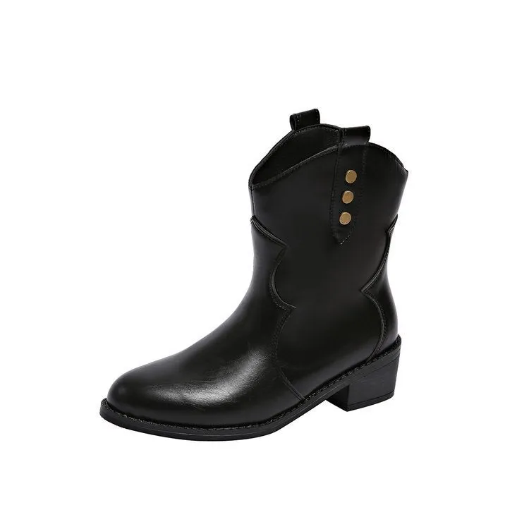 Women's Mid Heel Pointed Toe Platform Ankle Boots