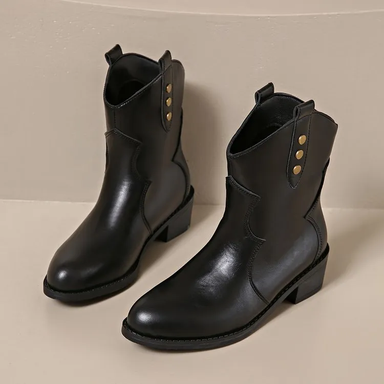 Women's Mid Heel Pointed Toe Platform Ankle Boots