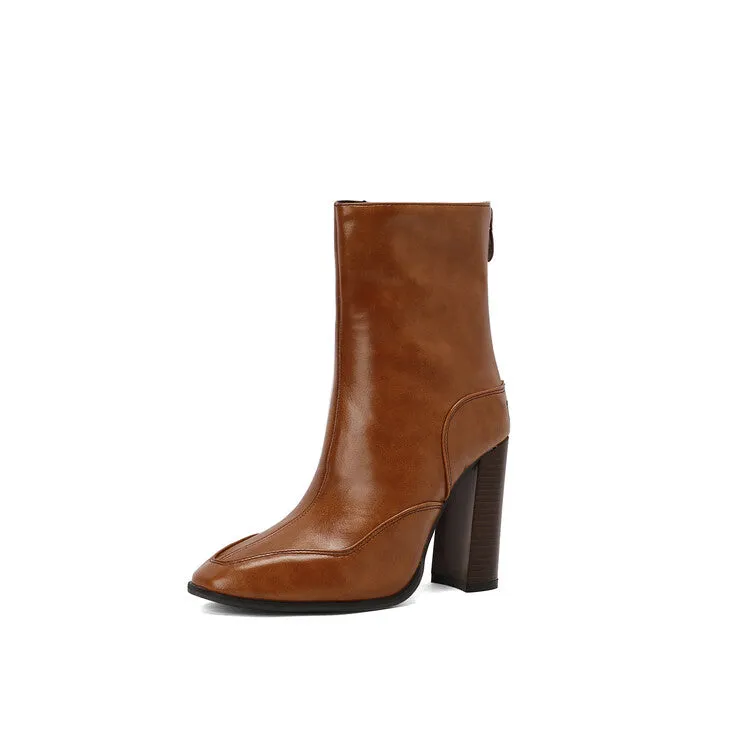 Women's Pointed Toe Square Heel Short Boots