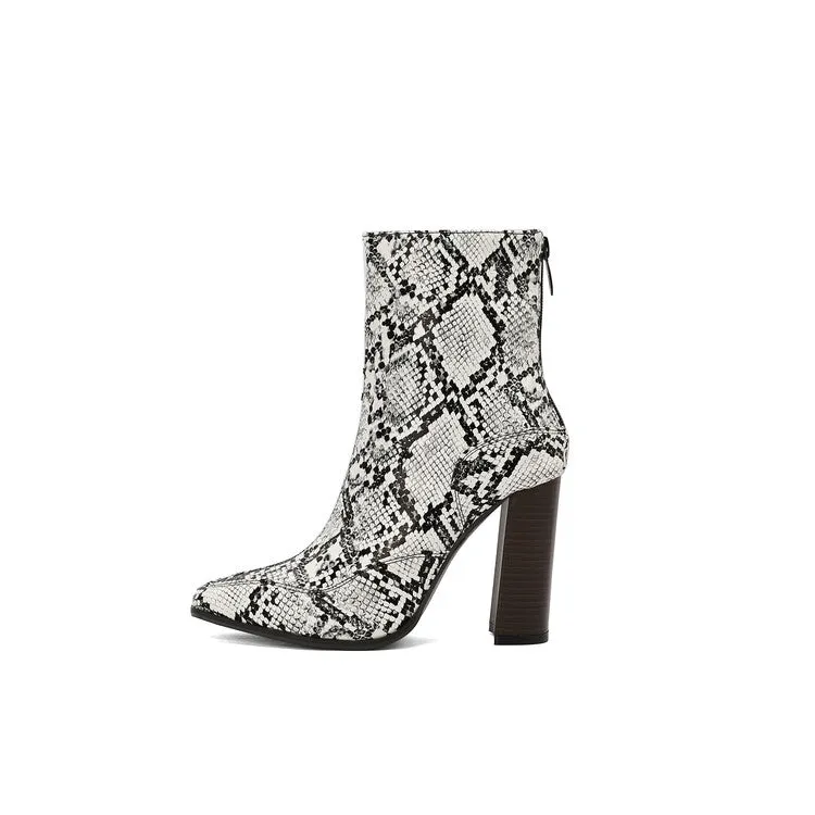 Women's Pointed Toe Square Heel Short Boots