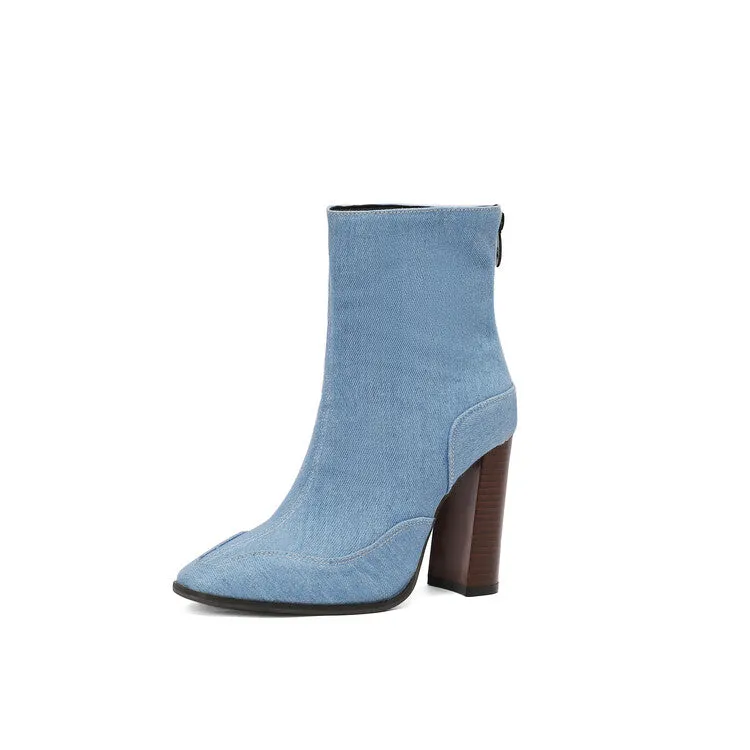 Women's Pointed Toe Square Heel Short Boots