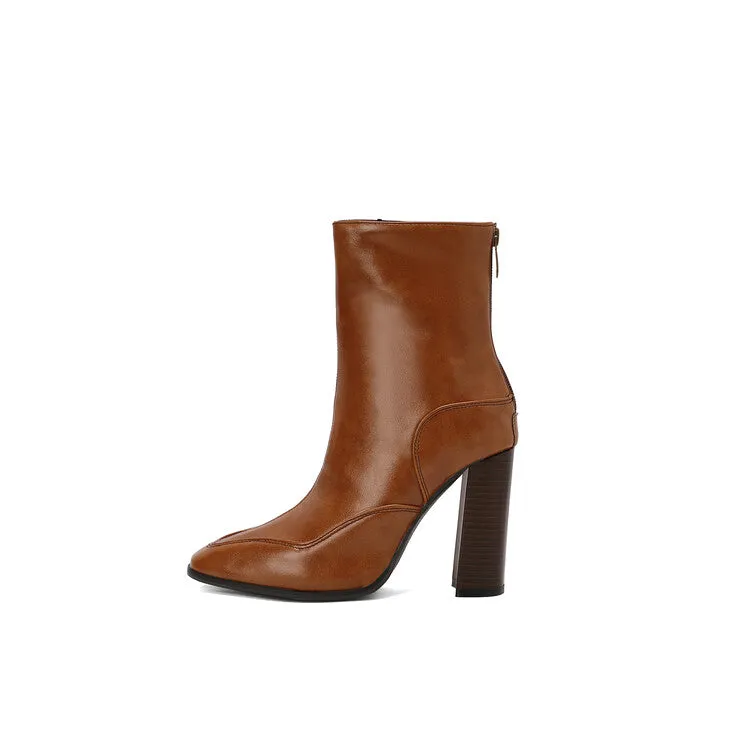 Women's Pointed Toe Square Heel Short Boots