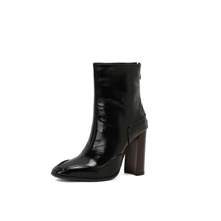 Women's Pointed Toe Square Heel Short Boots