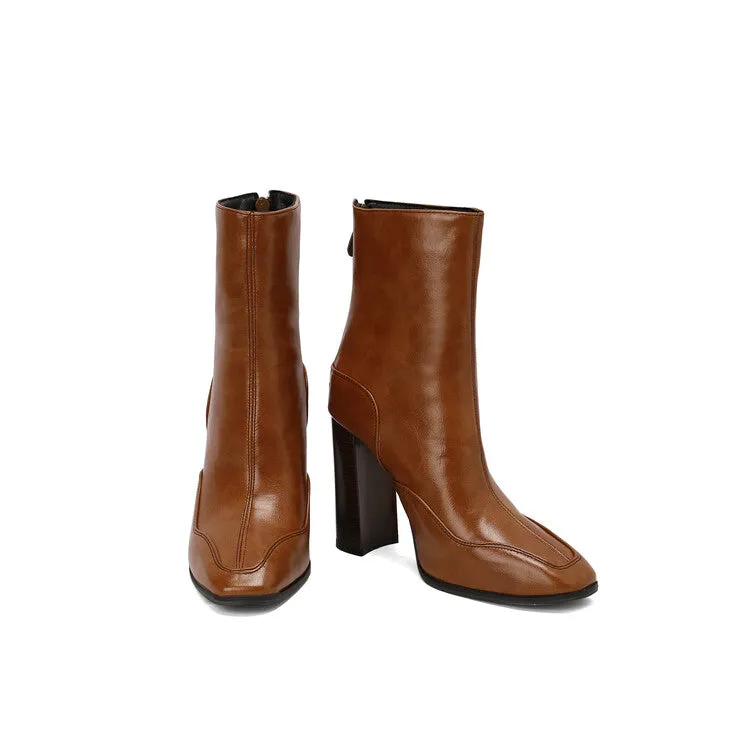 Women's Pointed Toe Square Heel Short Boots