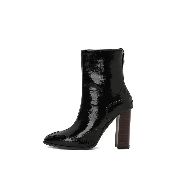 Women's Pointed Toe Square Heel Short Boots