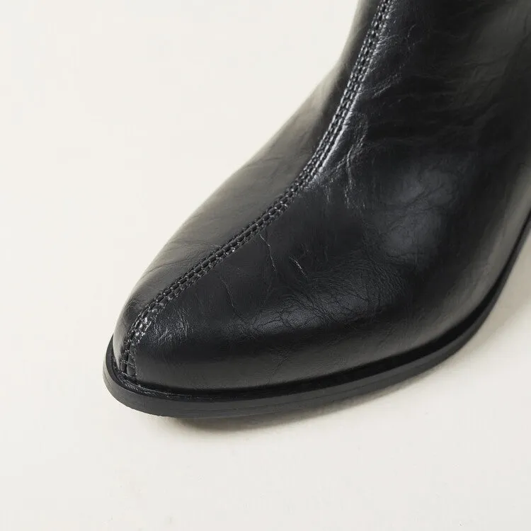 Women's Pointed Toe Square Heel Western Ankle Boots