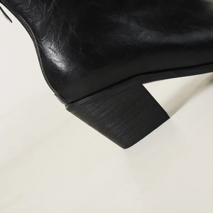 Women's Pointed Toe Square Heel Western Ankle Boots