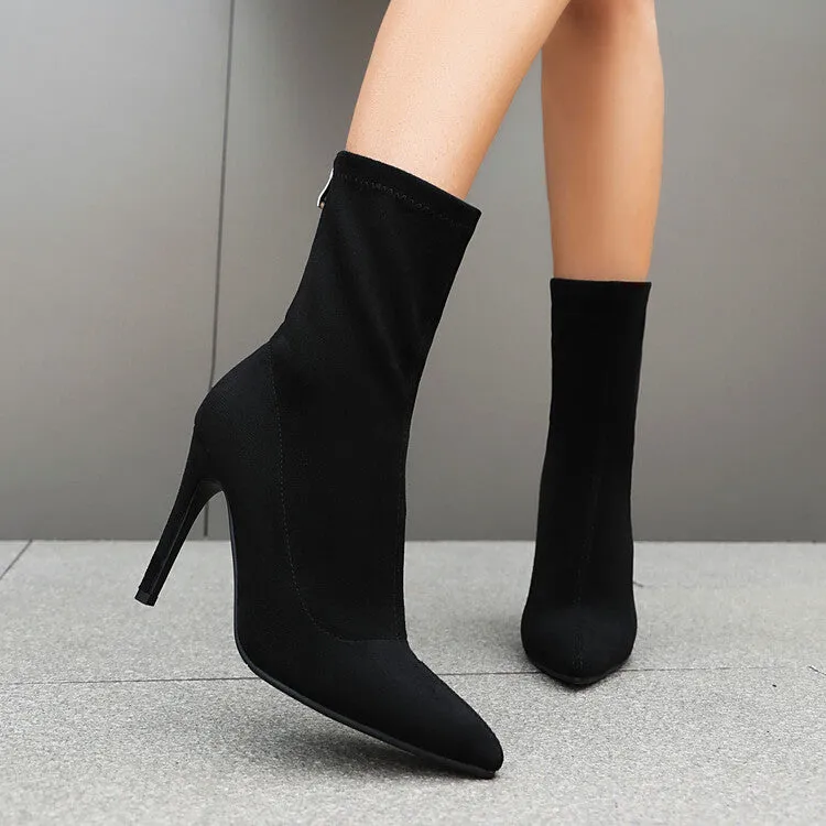 Women's Pointed Toe Thin Heel Short Boots