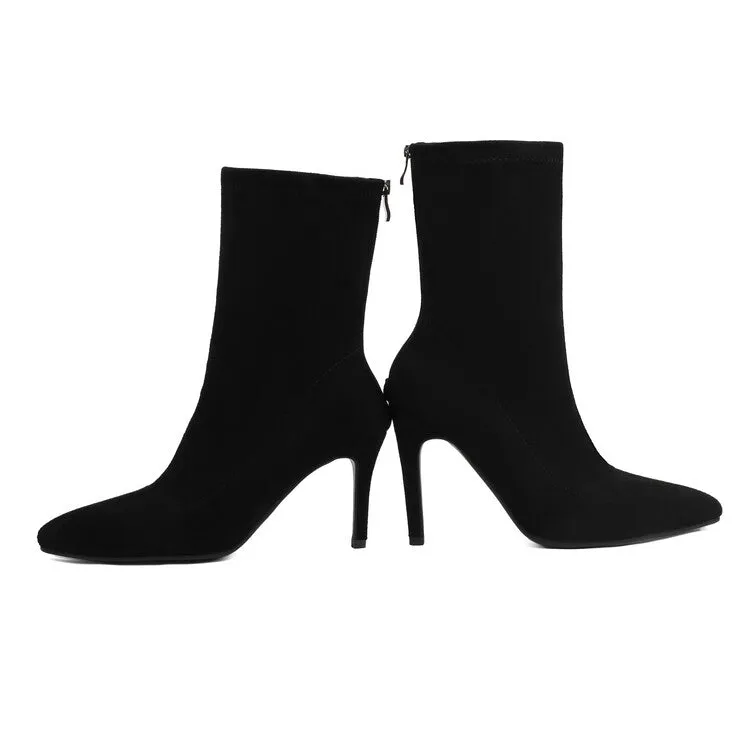Women's Pointed Toe Thin Heel Short Boots