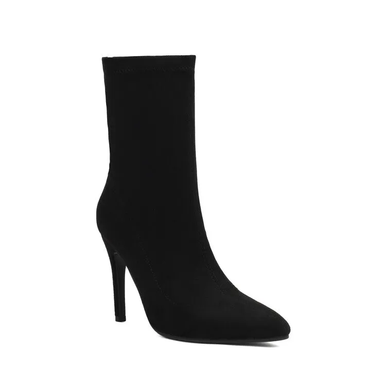 Women's Pointed Toe Thin Heel Short Boots