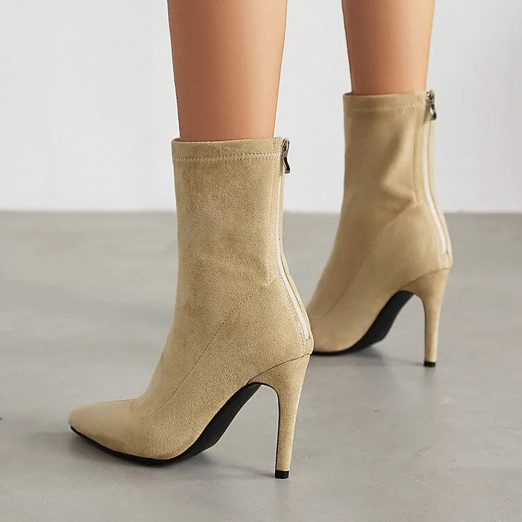 Women's Pointed Toe Thin Heel Short Boots