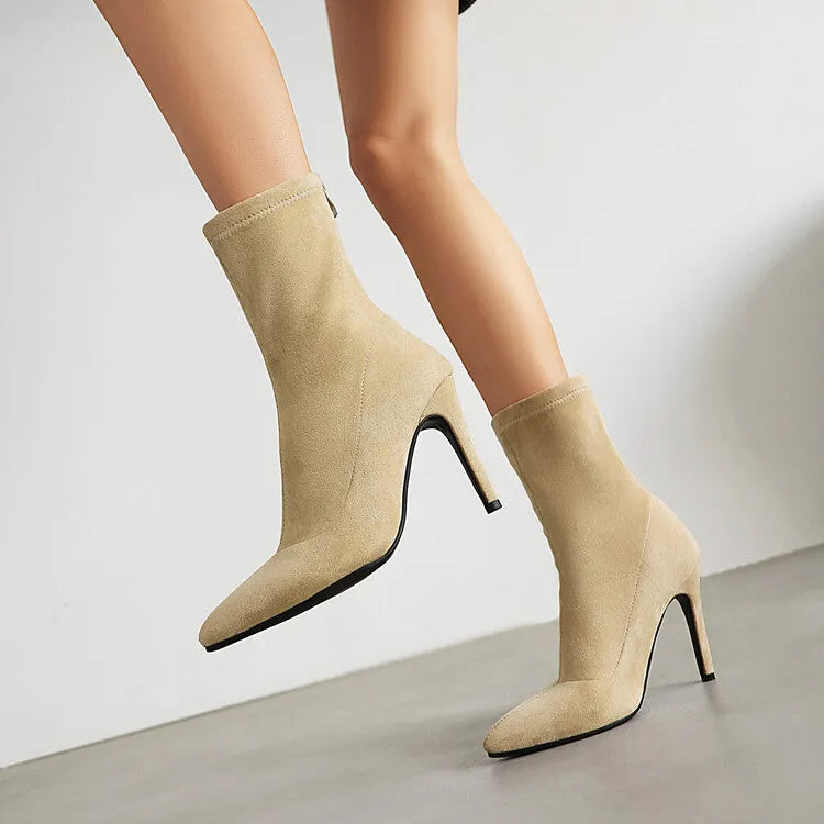 Women's Pointed Toe Thin Heel Short Boots
