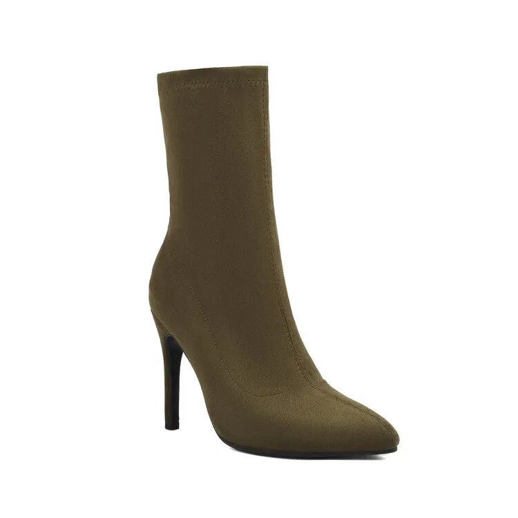 Women's Pointed Toe Thin Heel Short Boots