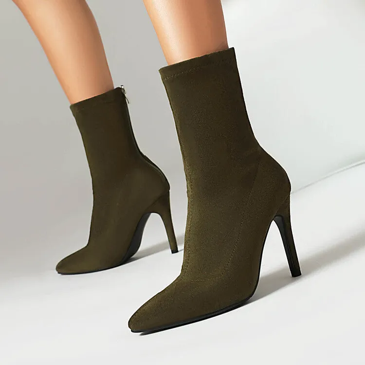 Women's Pointed Toe Thin Heel Short Boots