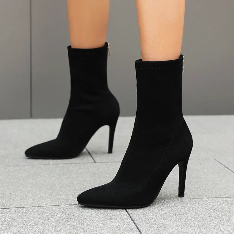 Women's Pointed Toe Thin Heel Short Boots