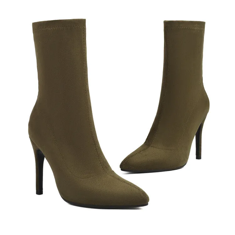 Women's Pointed Toe Thin Heel Short Boots