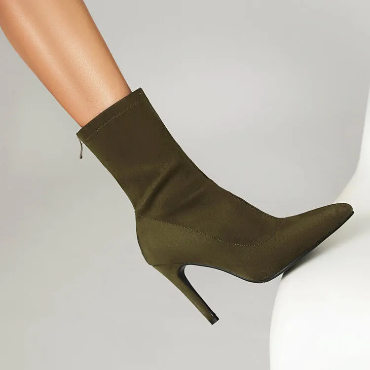 Women's Pointed Toe Thin Heel Short Boots