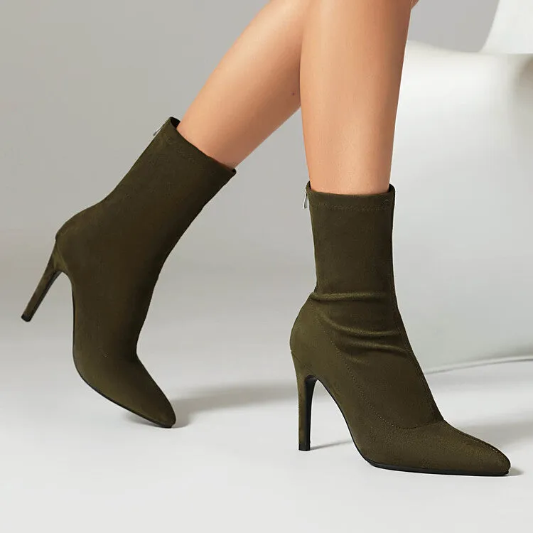 Women's Pointed Toe Thin Heel Short Boots