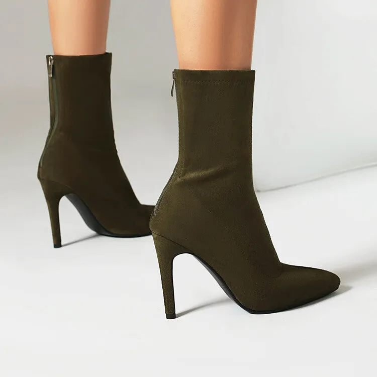 Women's Pointed Toe Thin Heel Short Boots