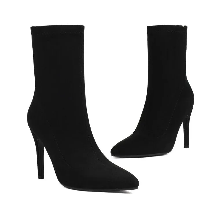 Women's Pointed Toe Thin Heel Short Boots