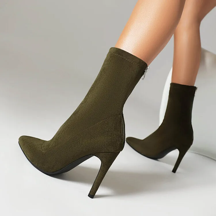 Women's Pointed Toe Thin Heel Short Boots