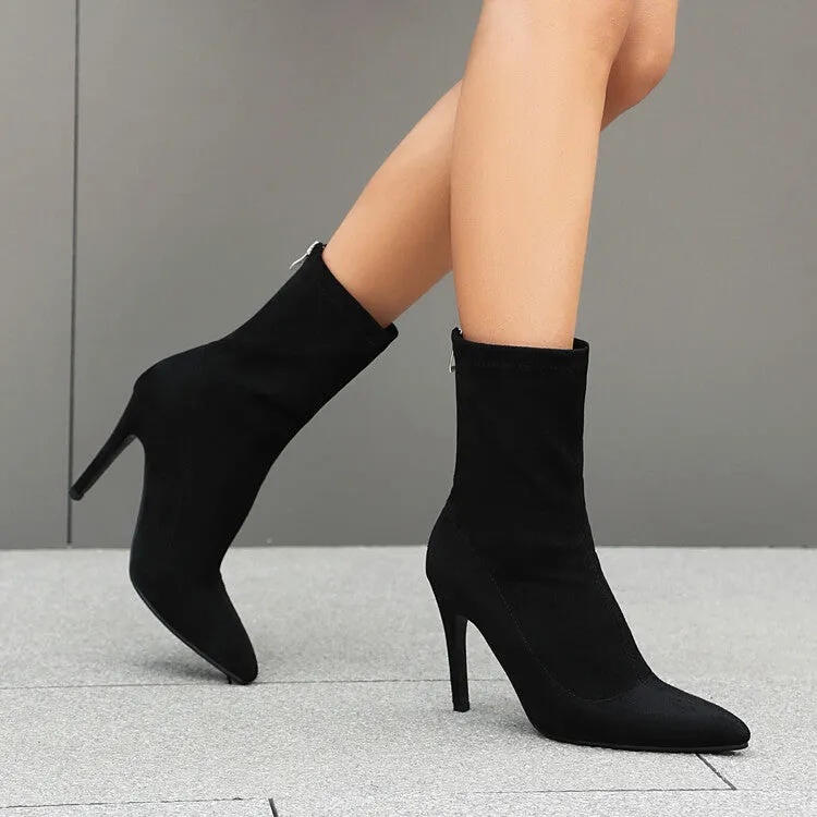 Women's Pointed Toe Thin Heel Short Boots