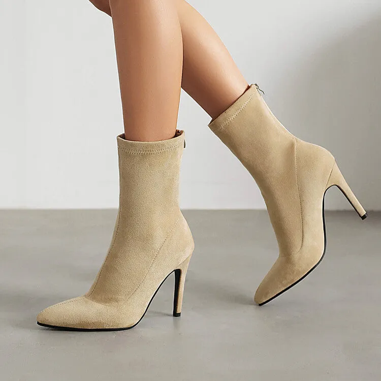 Women's Pointed Toe Thin Heel Short Boots