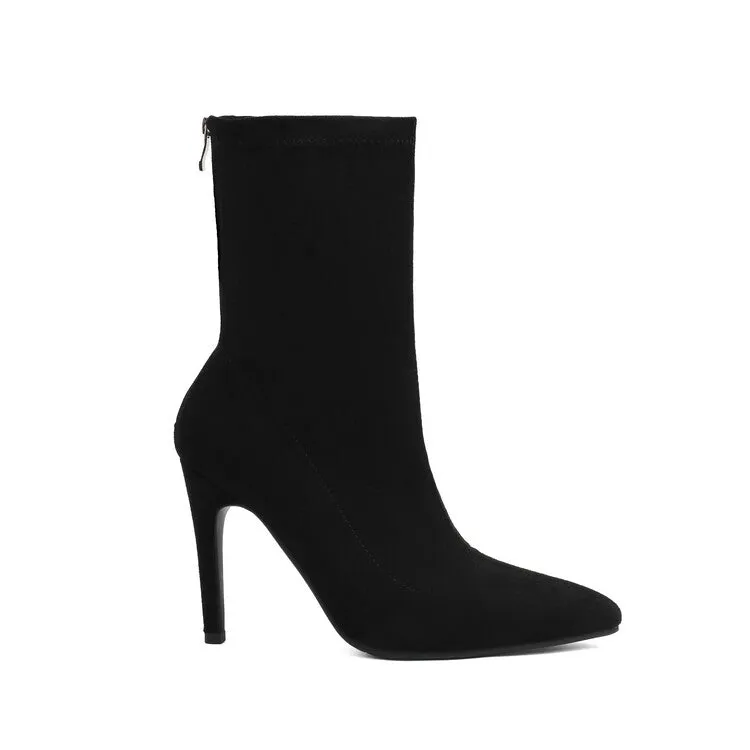 Women's Pointed Toe Thin Heel Short Boots