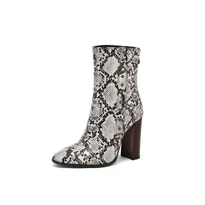 Women's Rivets Pointed Toe Block Heel Short Boots