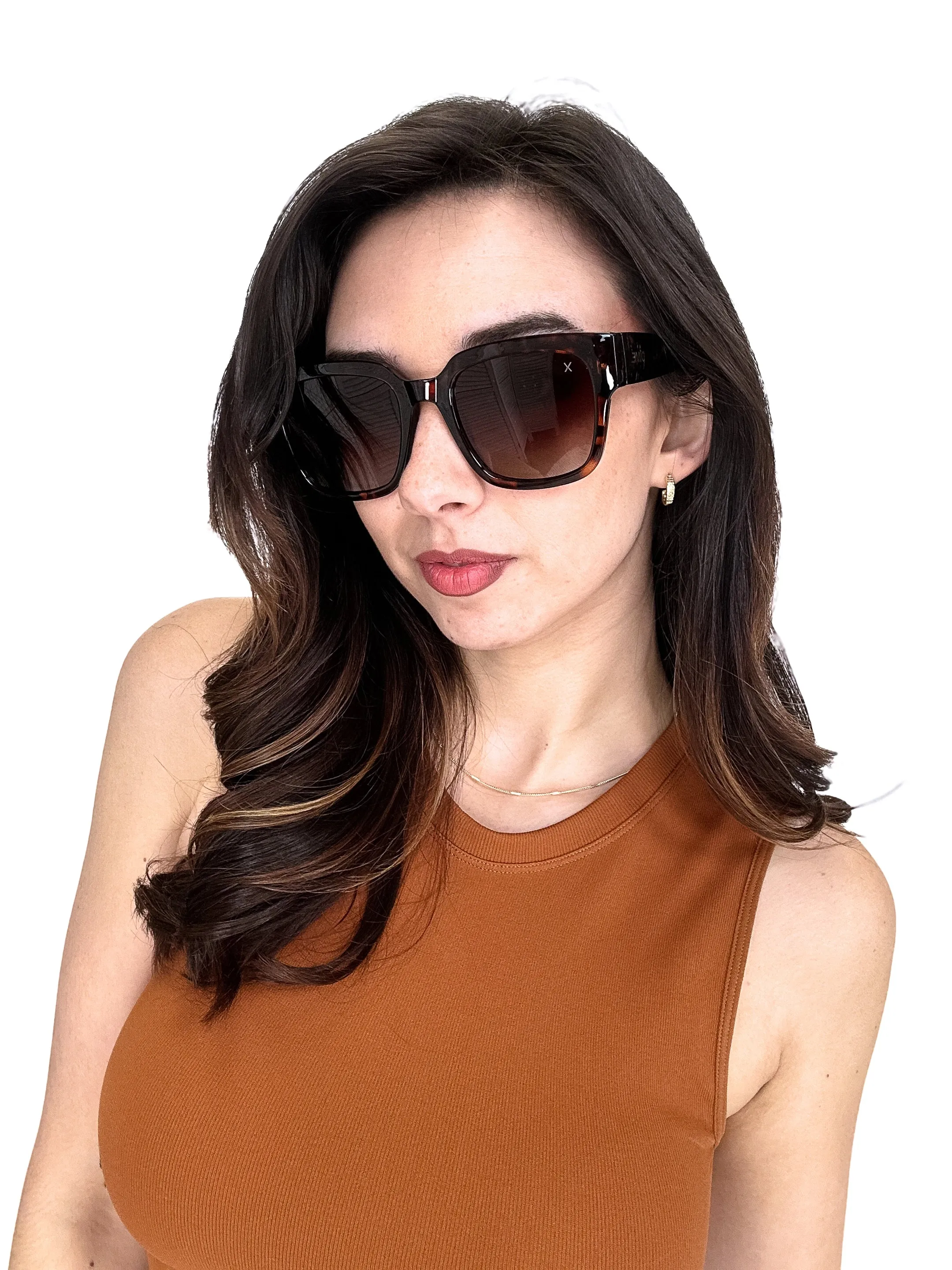 Women's Tortoise Brown Square Polarized Sunglasses