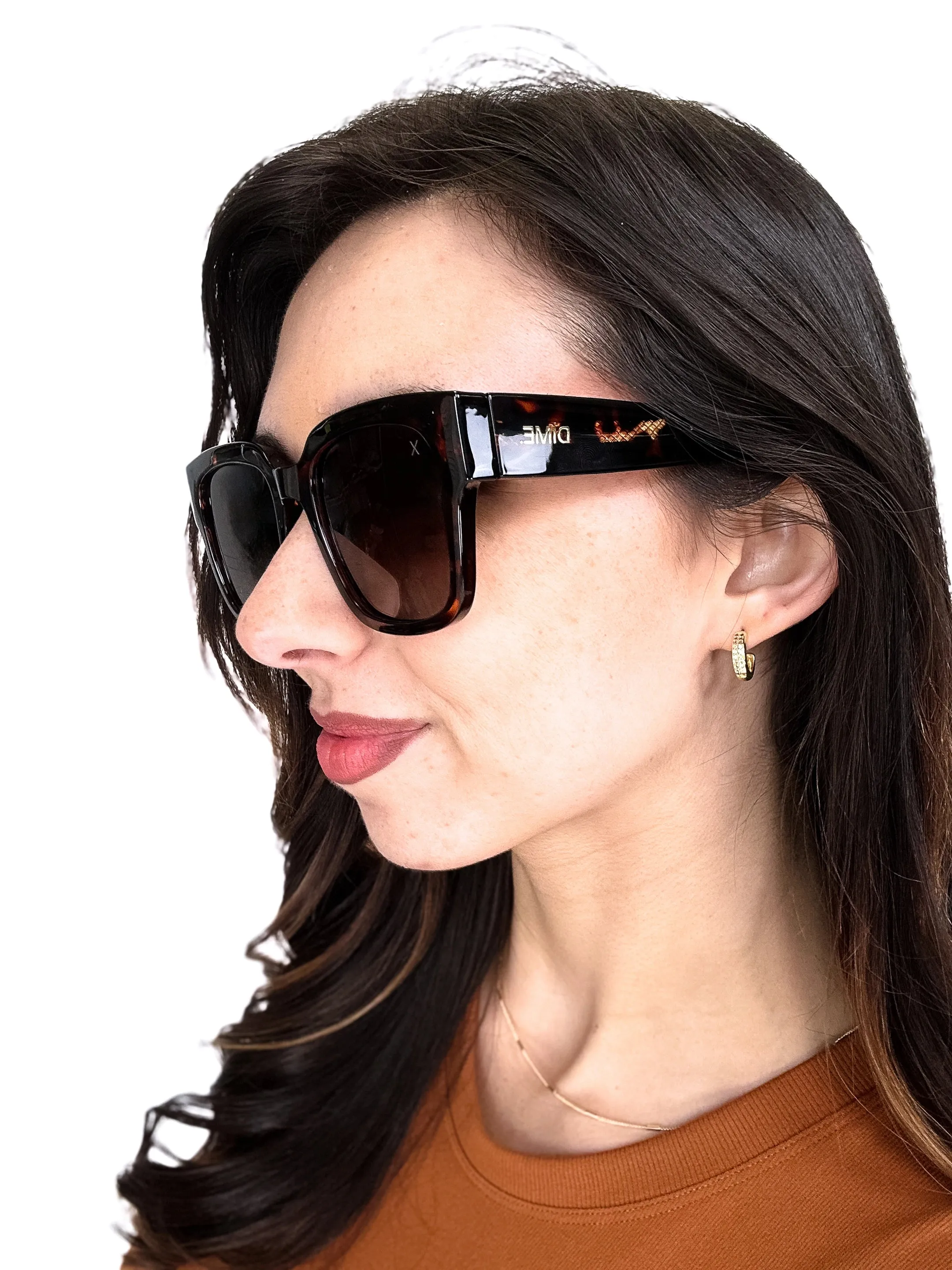 Women's Tortoise Brown Square Polarized Sunglasses