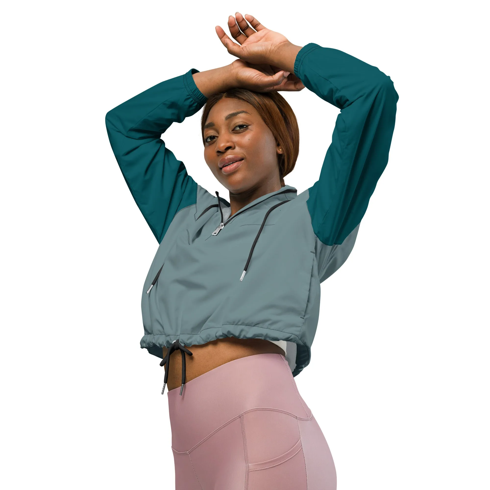 WOMEN'S WINDBREAKER, CROPPED – DUSTY BLUE