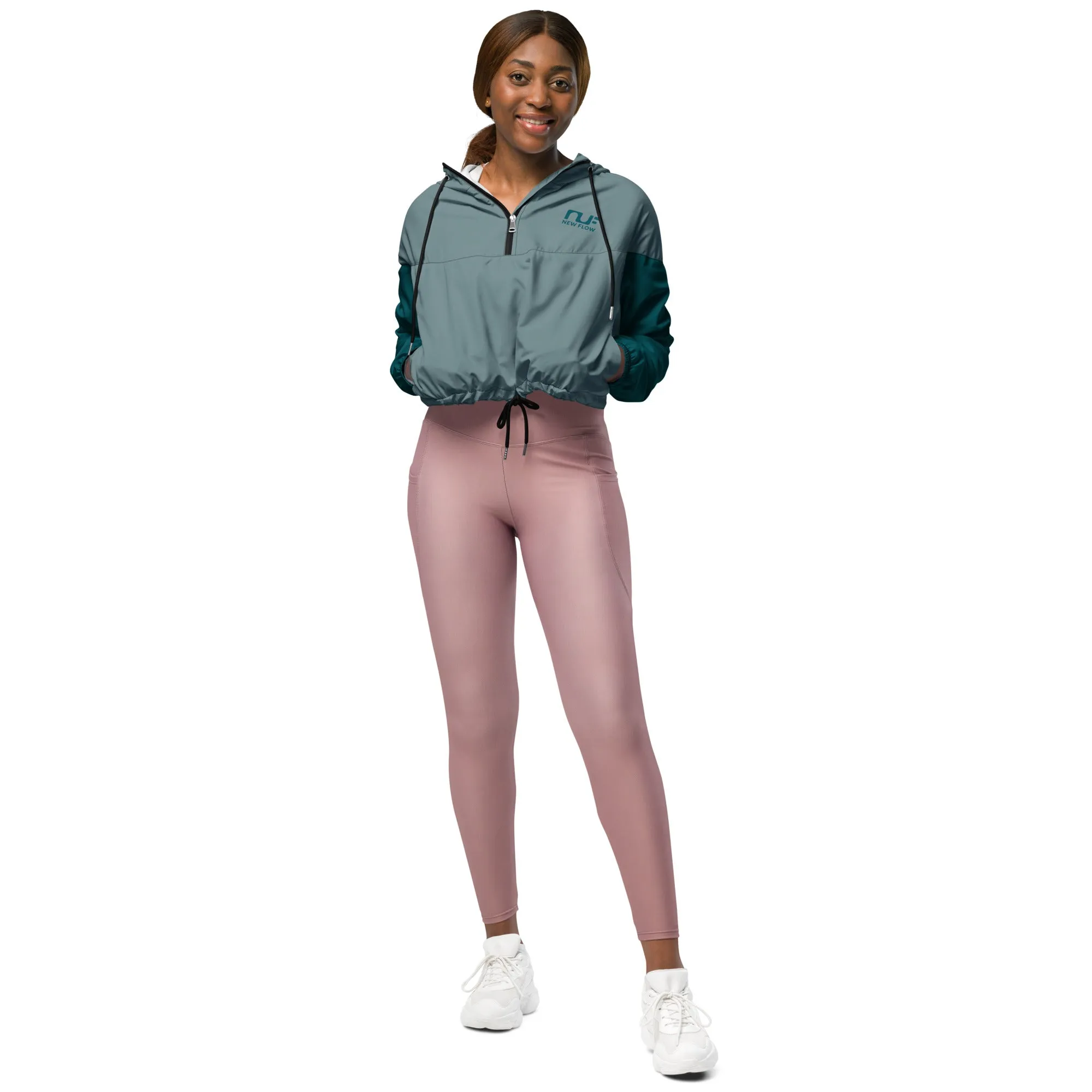 WOMEN'S WINDBREAKER, CROPPED – DUSTY BLUE